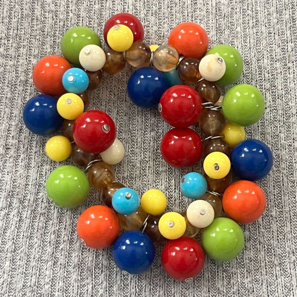 Colorful Multi-Bead Stretch Bracelet - Red, Blue, Green, Orange, Yellow